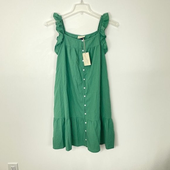 Universal Thread Women's Dress 2X Green Flutter Sleeveless Mini Ruffle Plus New - Picture 4 of 12